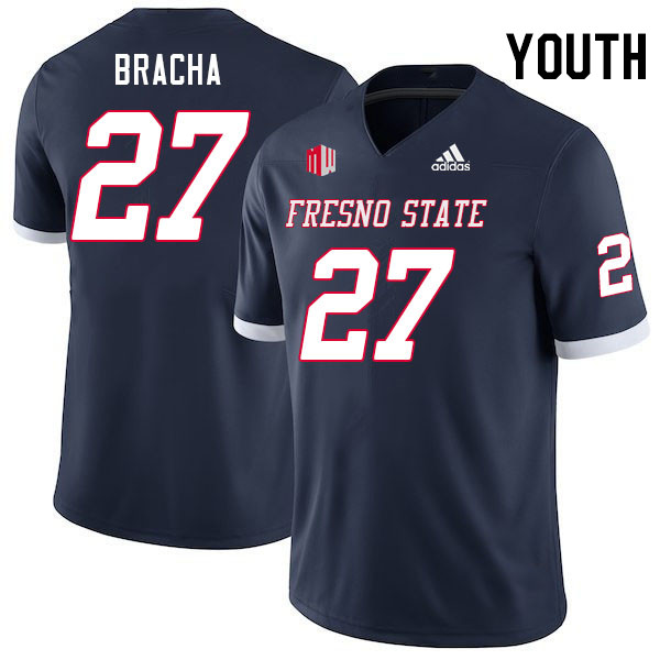Youth #27 Camryn Bracha Fresno State Bulldogs College Football Jerseys Stitched Sale-Navy